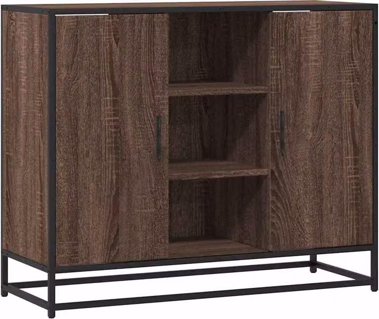 Credenza Rovere Marrone 92x35x76 cm in Legno Multistrato