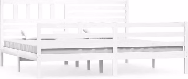 Letto matrimoniale in legno massello di pino bianco laccato stile rustico L: 200 cm, P: 200 cm, H: 100 cm