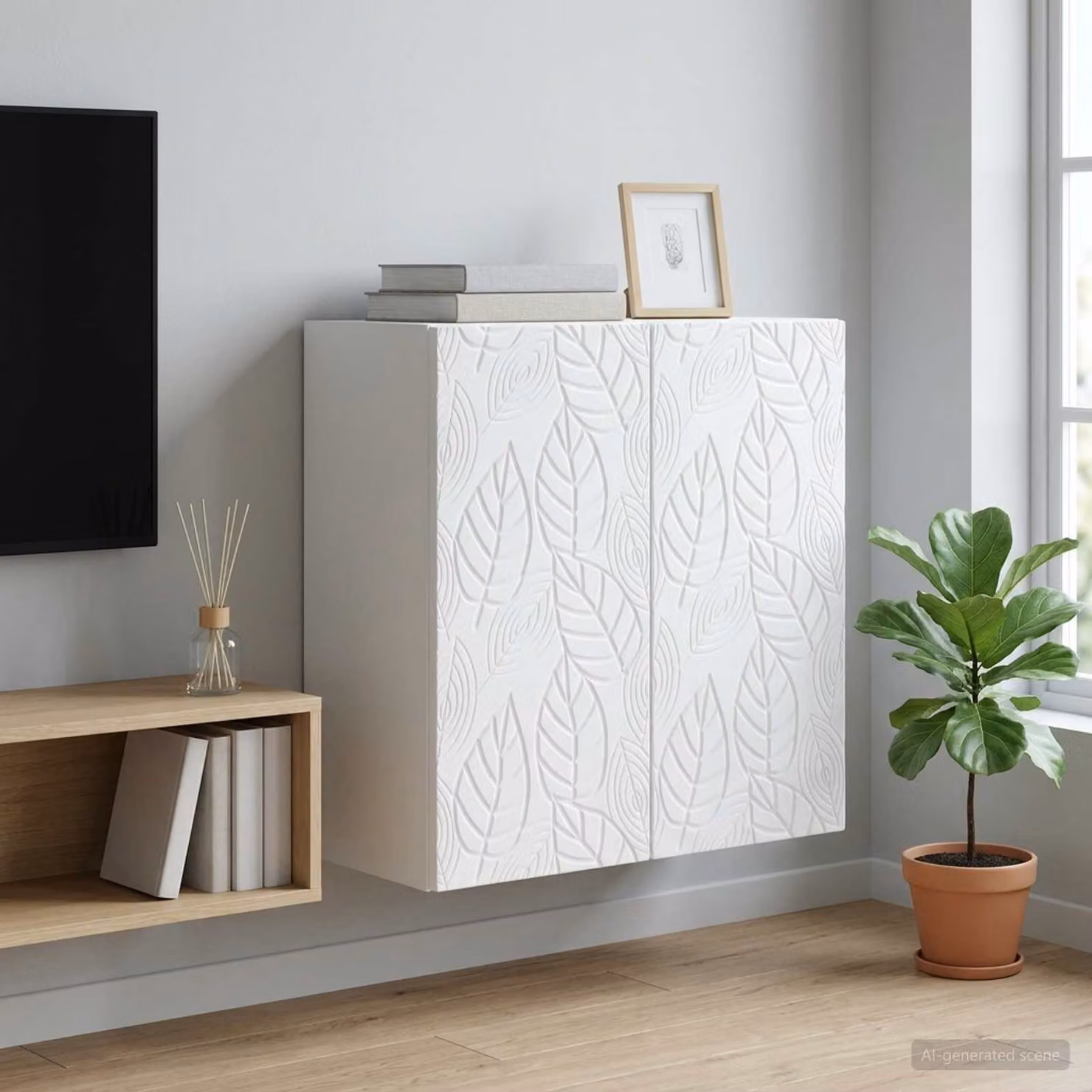 Mobiletto a muro vidaXL Bianco in MDF con ante a battente e ripiani interni L/P/H: 59 x 31 x 60 cm