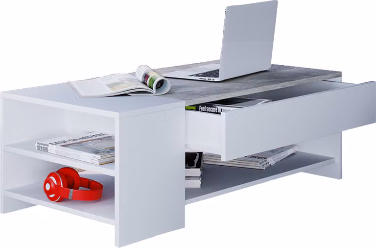 Tavolino in legno semplice | Dimensioni ca. H. 35 x W. 100 x D. 50 cm | Tavolo soggiorno con cassetto - Tindus