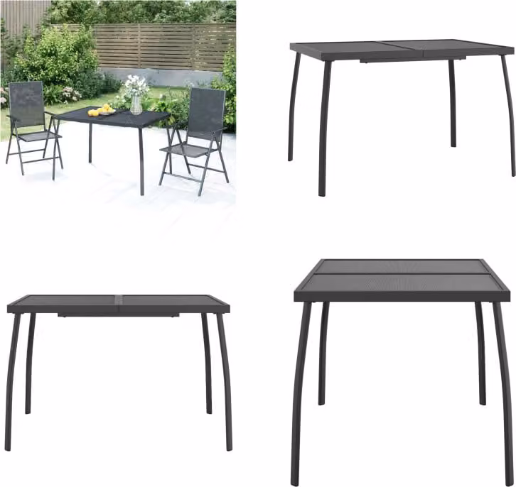 vidaXL Tavolo da giardino antracite 110x80x72 cm con griglia in acciaio - Tavolo da giardino - Tavoli da giardino - Tavolo da esterno - Tavolo da patio