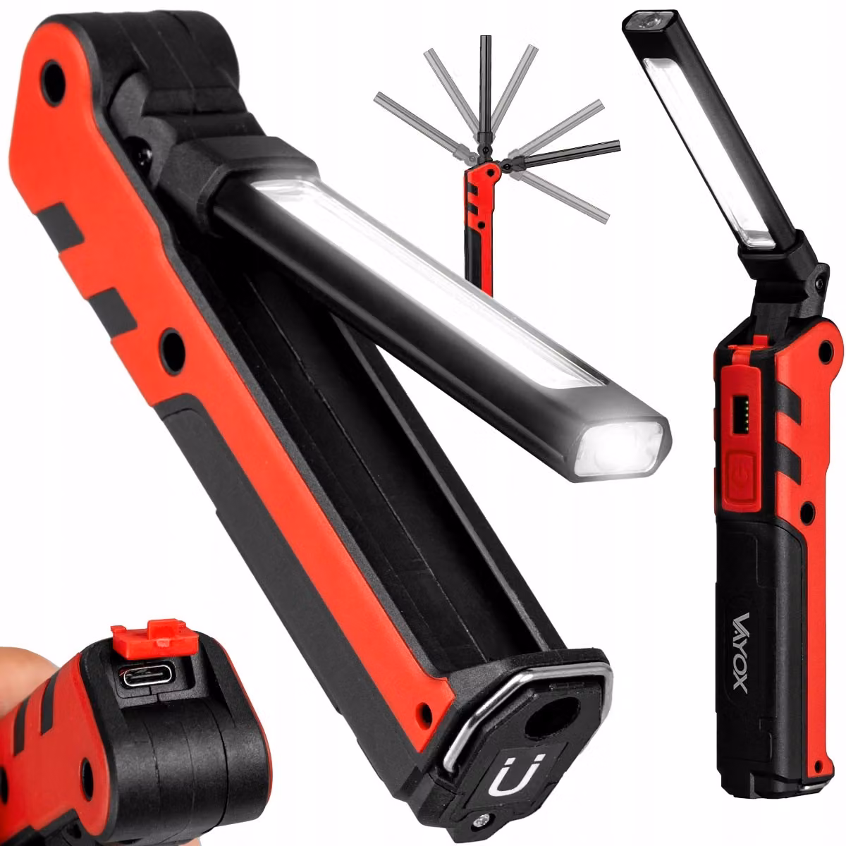 Lampada da officina Vayox VA0104 | 360 lm | 270° | USB-C | rosso/nero