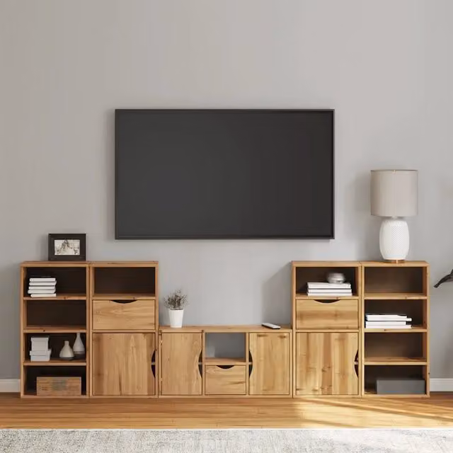 Mobile TV con Contenitore ODDA vidaXL in Legno Massello di Pino, Marrone, L/P/H: 160 x 40 x 79 cm