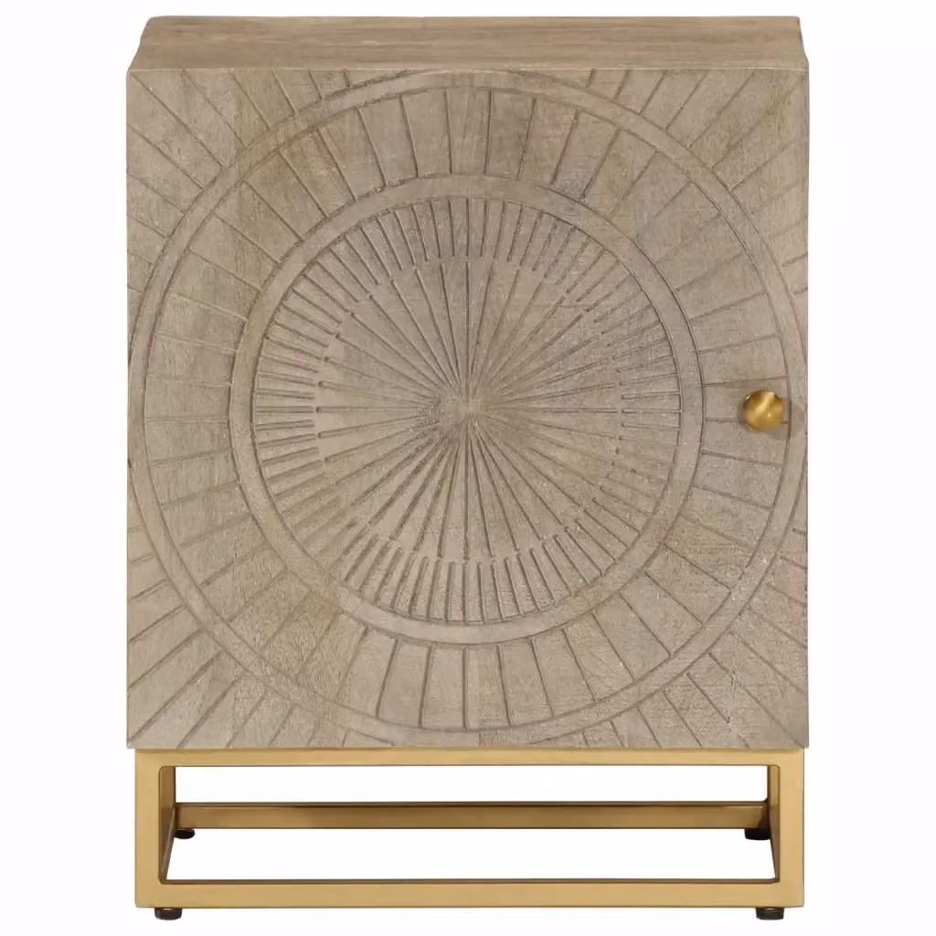 Comodino moderno vidaXL in legno di mango e metallo marrone opaco L/P/H: 40 x 30 x 50 cm – 2