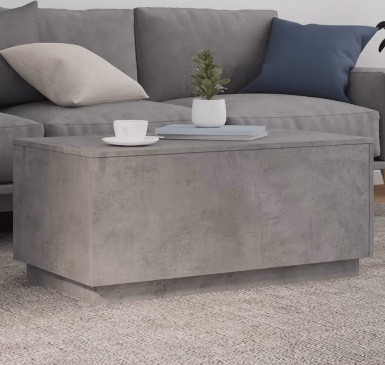 Maison Exclusive - Tavolino con luci LED grigio cemento 90x50x40 cm