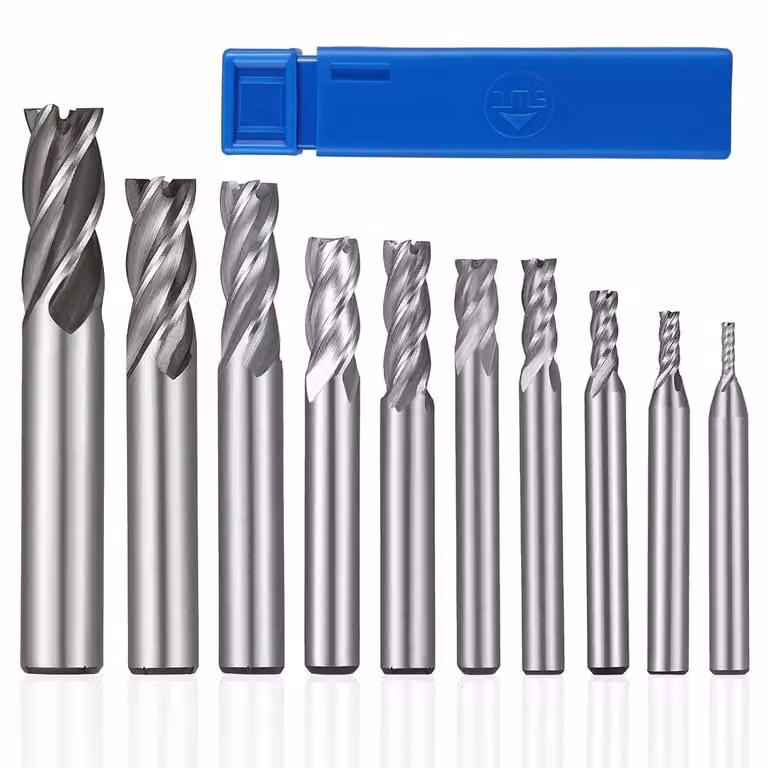 Set di frese a spirale in HSS, 4 taglienti, per metalli, adatte per macchine CNC, da 2 a 12 mm, confezione da 10 pezzi