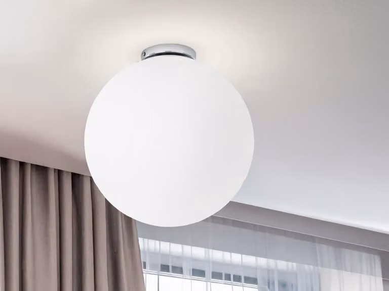 Lampada da soffitto a LED a una lampadina, lampadina sferica, sfera di vetro bianco opalino, lampada da corridoio Ø 30 cm