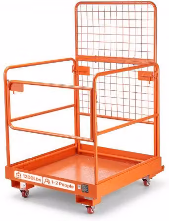 VEVOR Gabbia di Sicurezza per Carrello Elevatore in Acciaio Rinforzato, Arancione, L: 92 cm, P: 104,5 cm