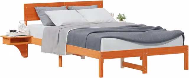 Letto matrimoniale | Letto per adulti | Struttura del letto Marrone cerato 140 x 200 cm Pino massello