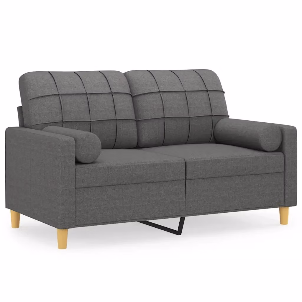 Divano a 2 posti moderno vidaXL in tessuto grigio con cuscini e coperture rimovibili L: 138 cm, P: 80 cm, H: 77 cm – 2
