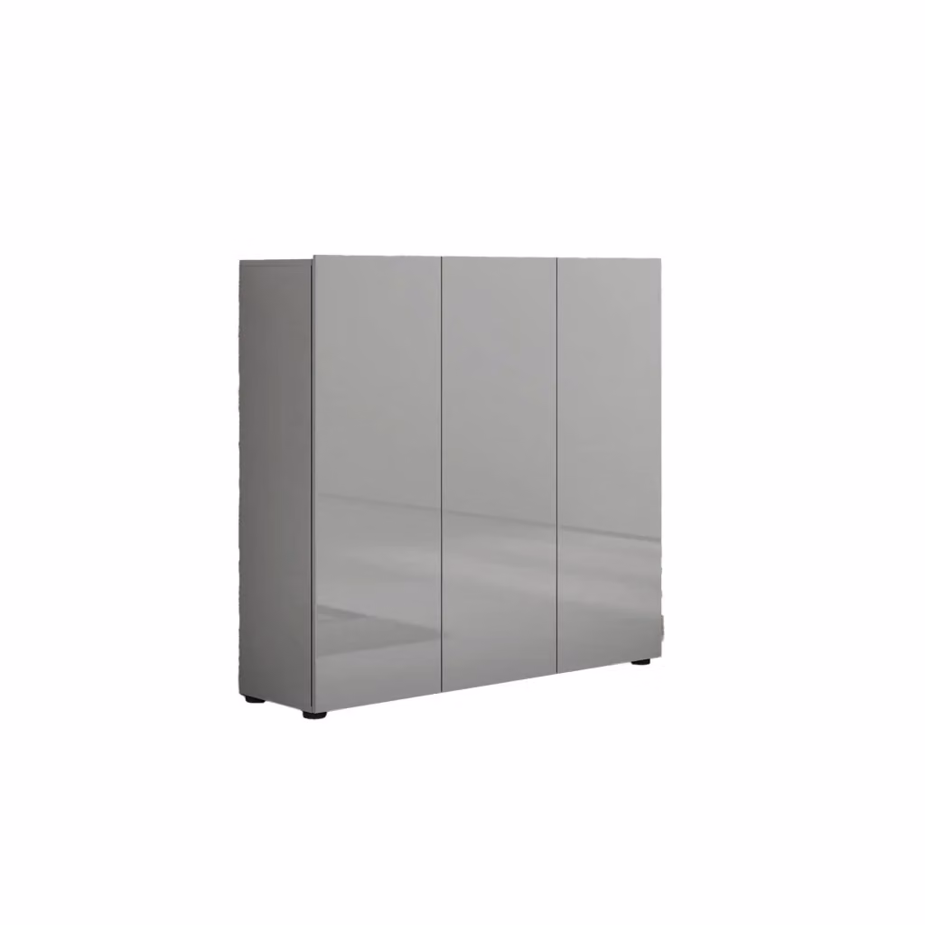 Scarpiera Alcazar DMORA, Mobile porta scarpe e armadio da ingresso moderno in finitura lucida Grigio, L: 120 cm, P: 34 cm, H: 115 cm – 2