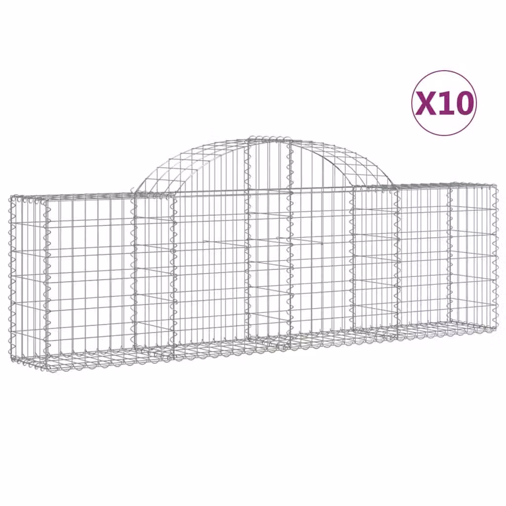 Cesti Gabbioni ad Arco 10 pz 200x30x60/80 cm Ferro Zincato