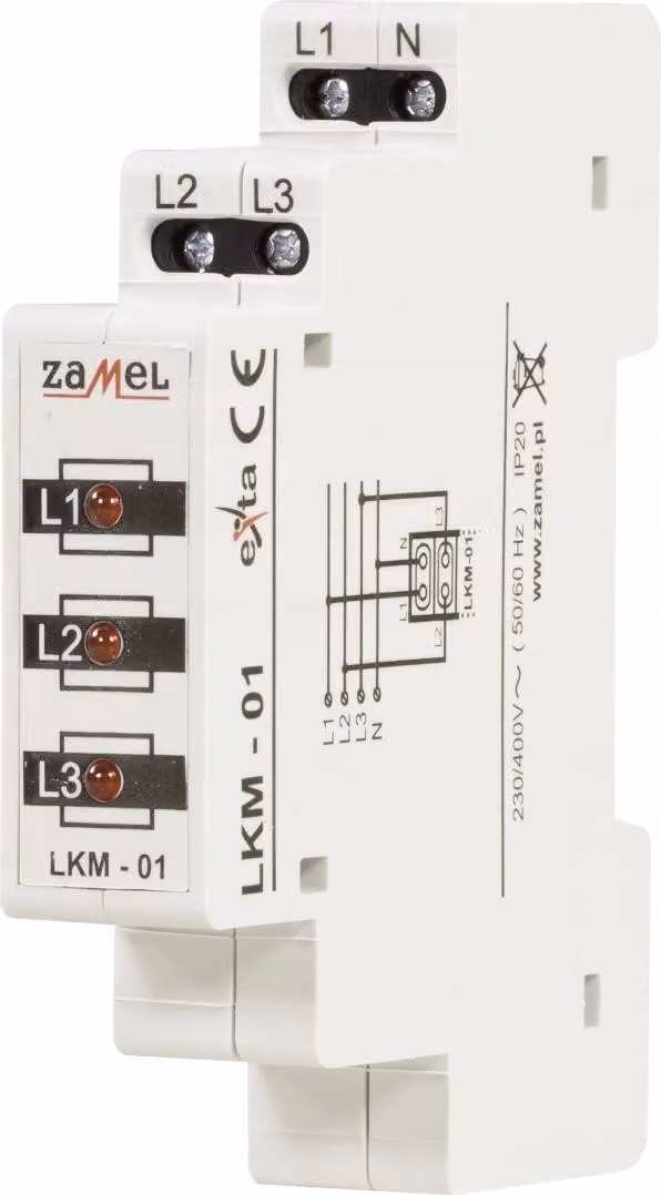 Indicatore di tensione 230V/400V 3xLED rosso TN, LKM-01-10, exta Zamel