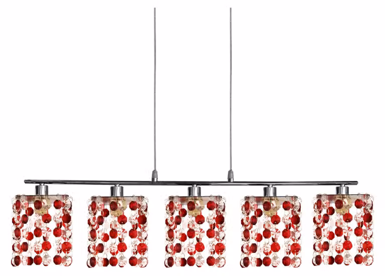 Lampada a sospensione sopra il tavolo da pranzo CLASSIC - 5xG9, 40W, cromata / rossa