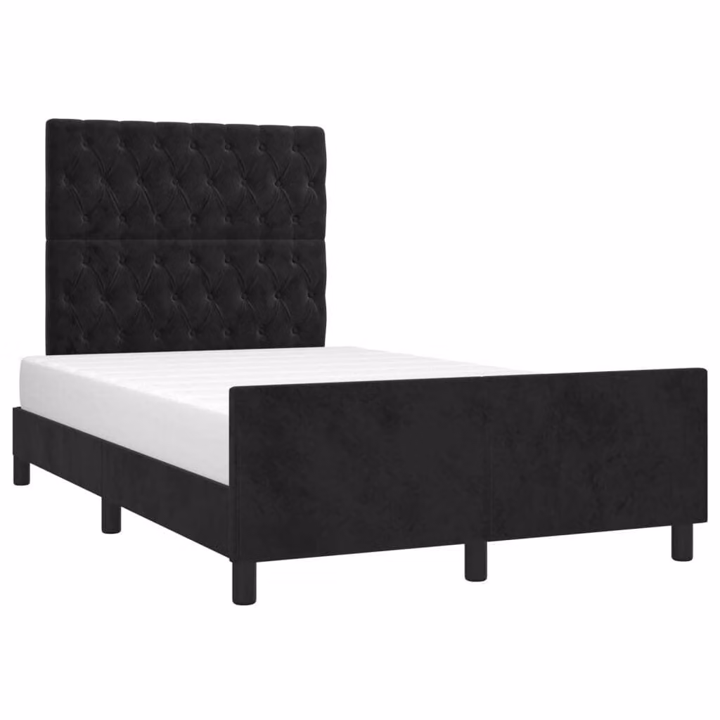 Giroletto senza Materasso Nero 120x190 cm Velluto