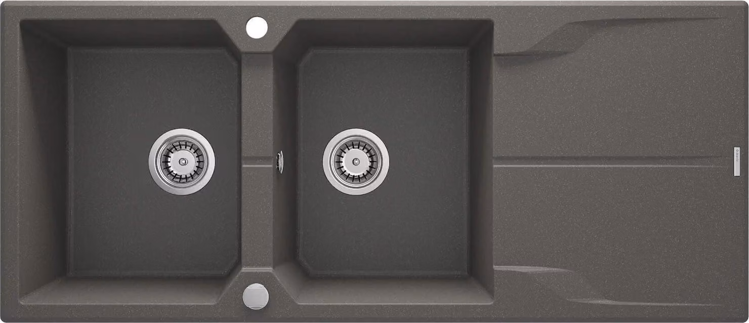 2-bowl granite sink with drainer