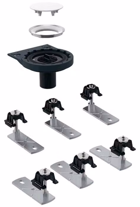 Geberit Setaplano - Set di scarico per piatti doccia, con 6 piedi, senza sifone, installazione a pavimento 154.031.00.1