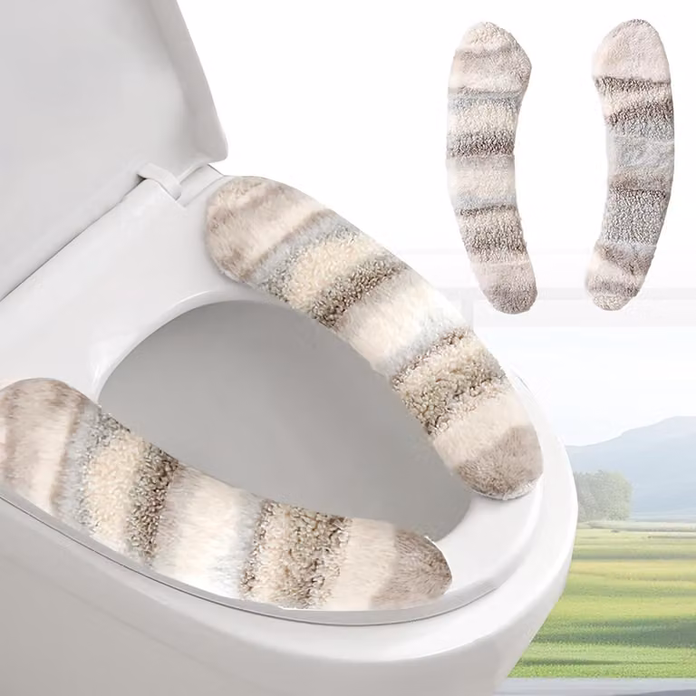 Coprisedile in peluche, spesso e caldo, lavabile, di dimensioni standard, per il bagno