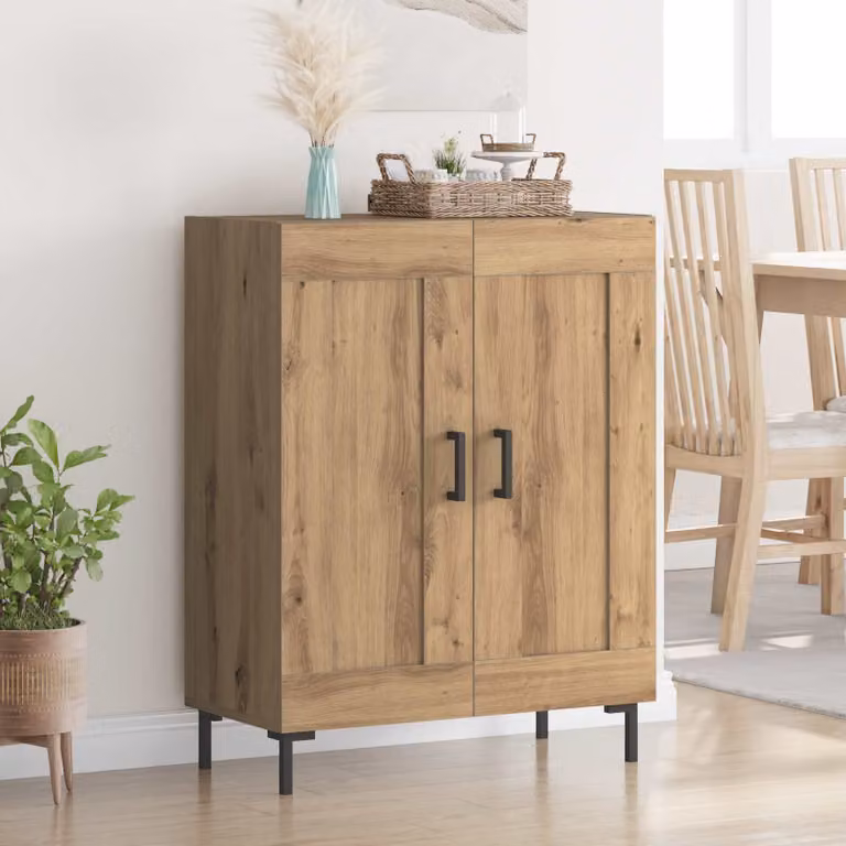 vidaXL Credenza moderna in legno e metallo color marrone L: 69,5 cm, P: 34 cm, H: 90 cm