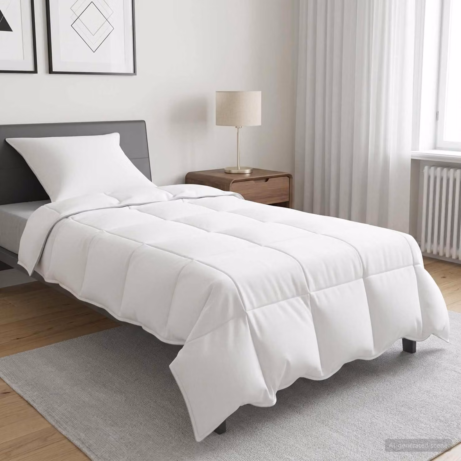 Set Duvet e Cuscino vidaXL Bianco per Inverno in Fibra di Bamboo e Poliestere L/P/H: 155 x 220 cm, 350 gsm