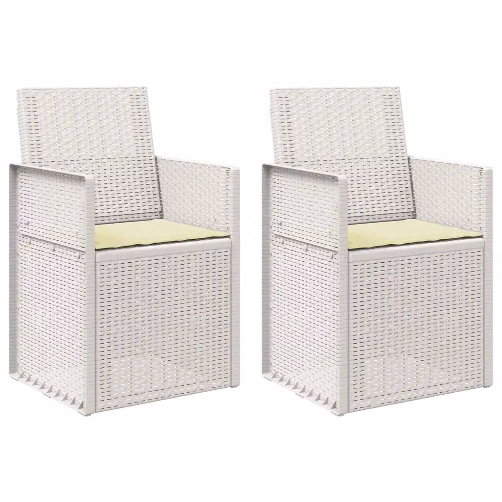 Set di 2 sedie da giardino vidaXL con cuscini, colore bianco e beige, resistenti ai raggi UV – 2