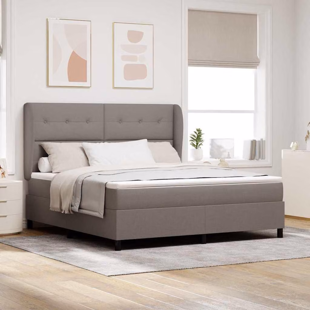 Maison Exclusive - Letto boxspring con testiera color taupe 180 x 200 cm in tessuto