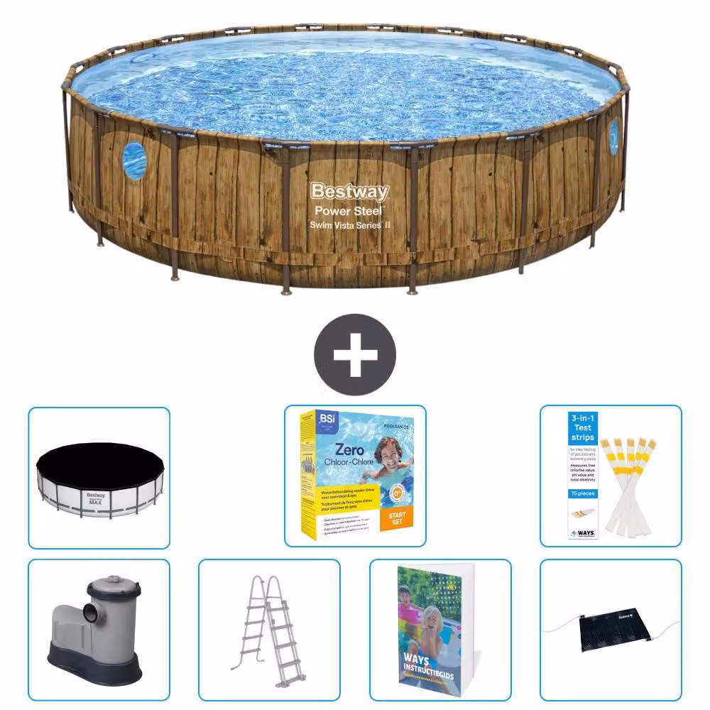 Bestway Power Steel, piscina rotonda - 549x122 cm - composta da 6 parti, modello S582