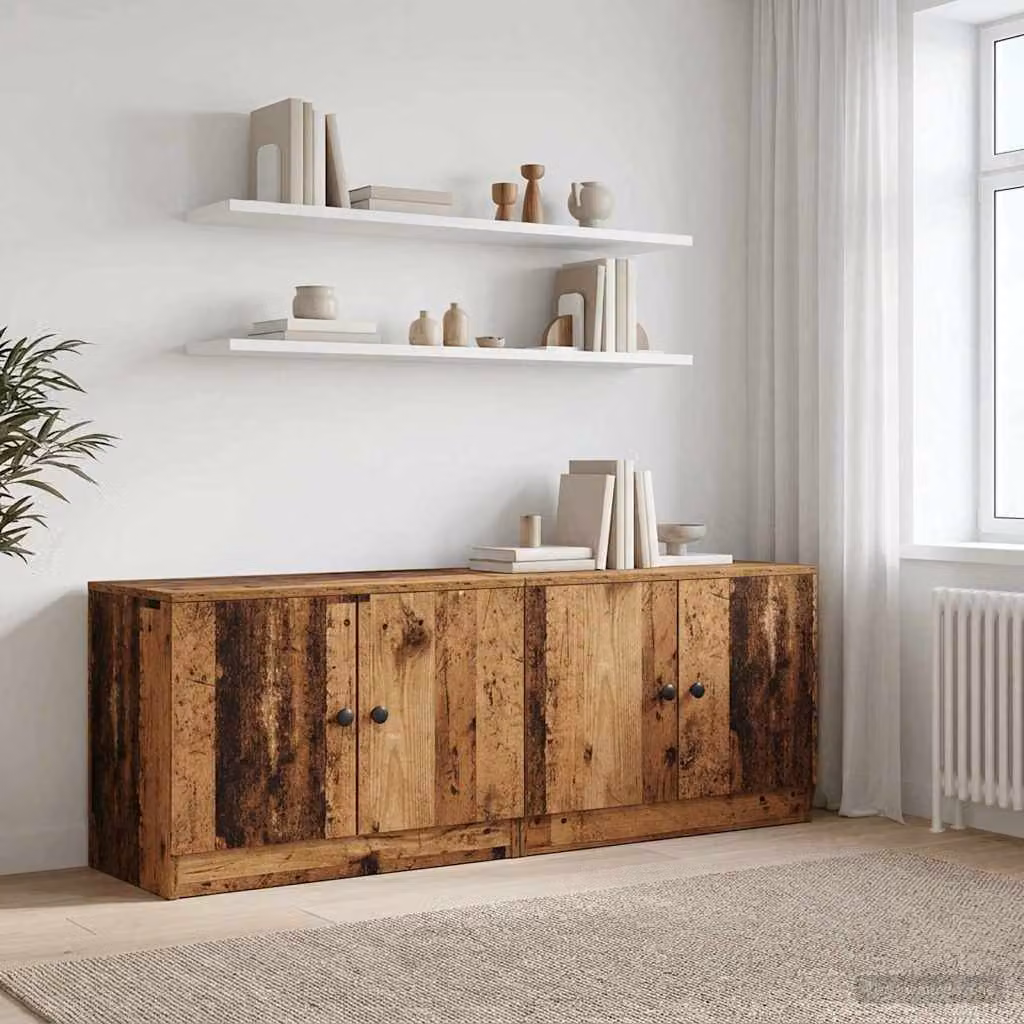 Set di 2 armadi da stoccaggio vidaXL per letto a soppalco in legno color marrone antico con ante a battente