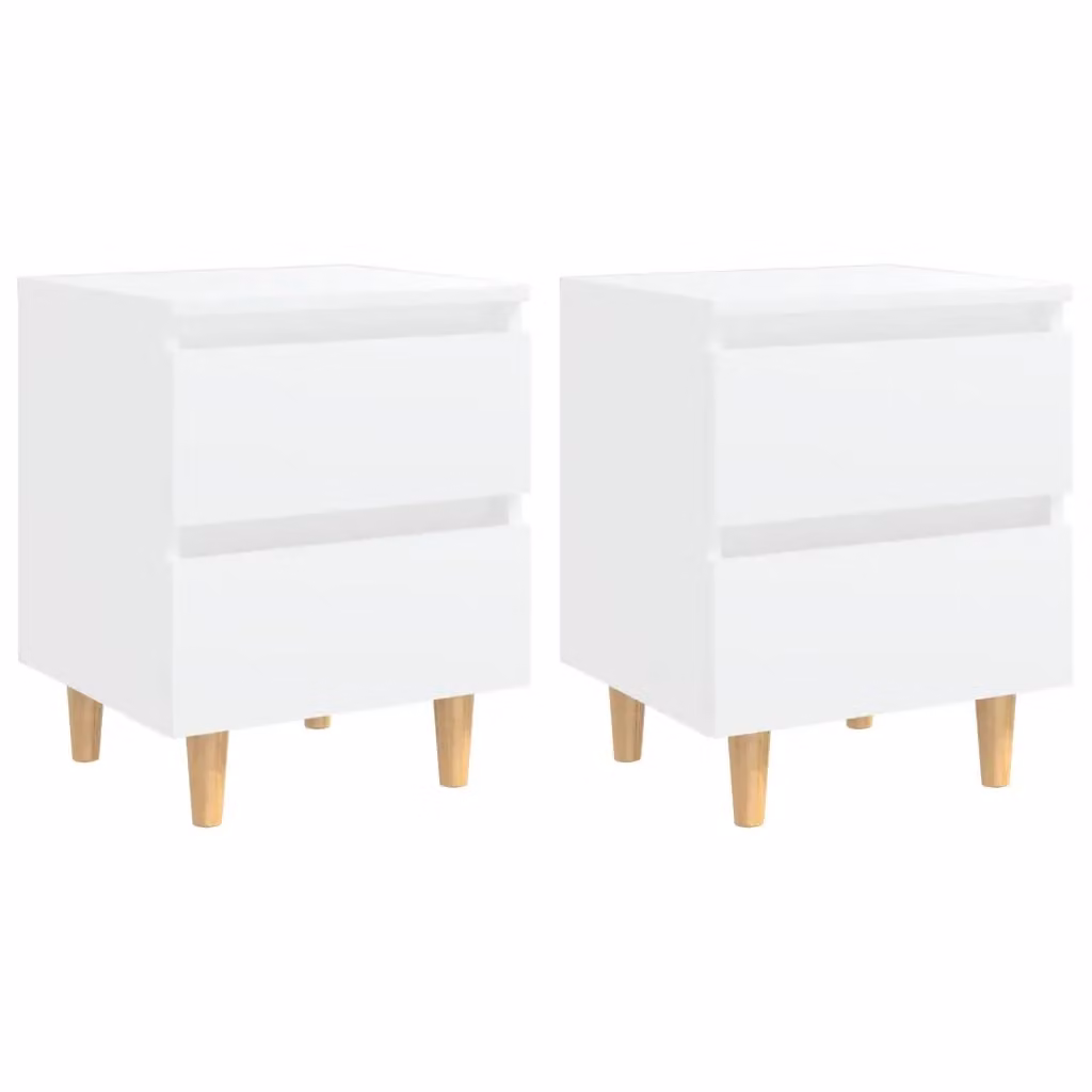 Set di 2 comodini vidaXL in pino massello bianchi in stile scandinavo L/P/H: 40 x 35 x 50 cm – 2