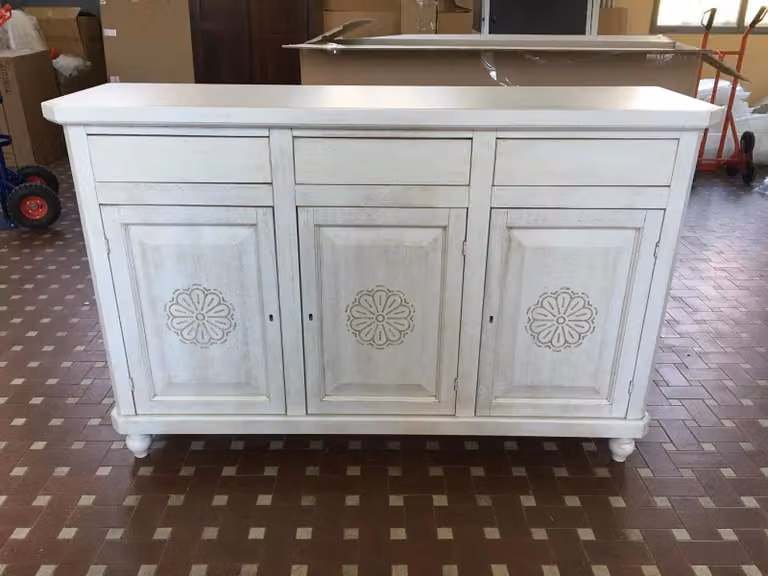 Madia credenza napoletana Mobili 2G bianco invecchiato L: 150 cm, P: 43 cm, H: 98 cm