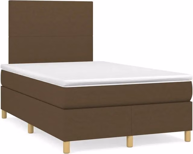Letto Ibrido vidaXL con Materasso e Illuminazione LED, Struttura in Legno di Pino e Tessuto, Marrone e Bianco, L: 123 cm, P: 193 cm, H: 128 cm – 1