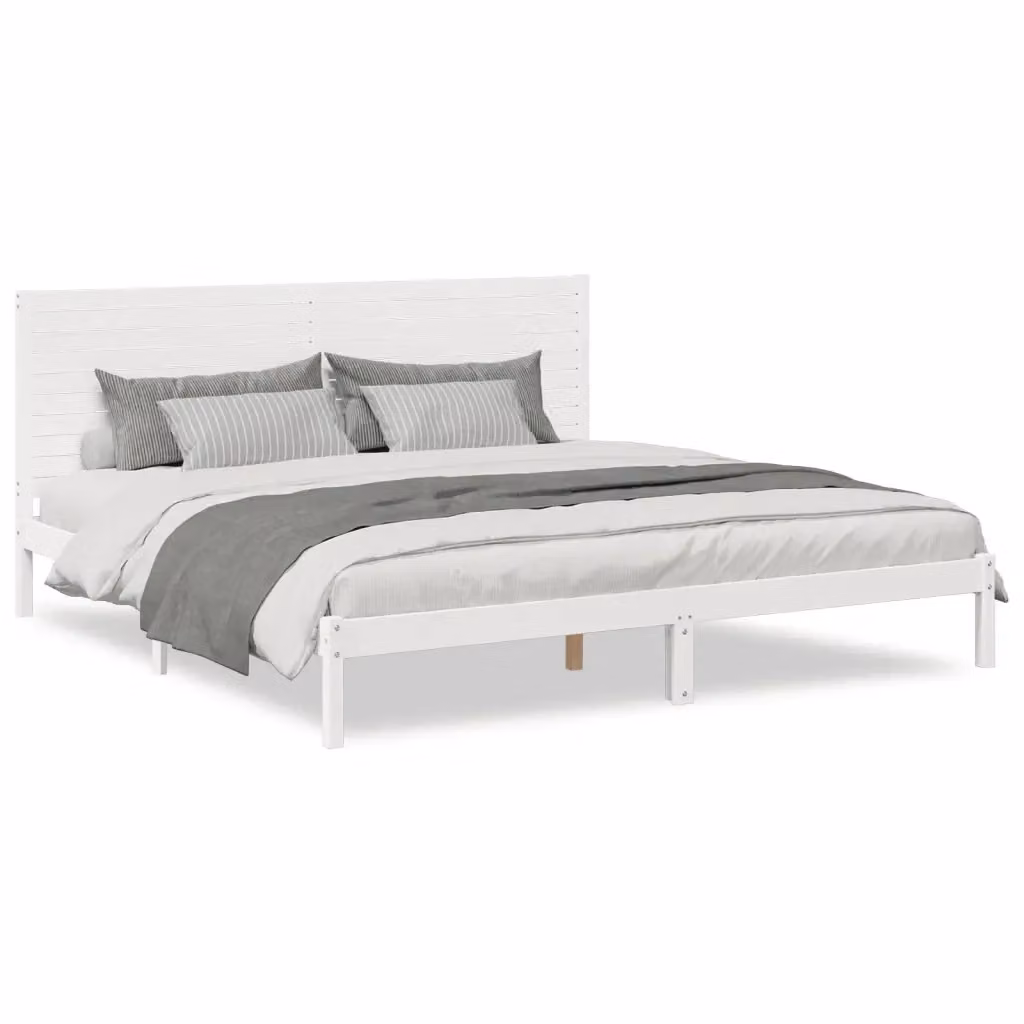 vidaXL Giroletto Extra Lungo in Legno di Pino Massello Bianco L/P/H: 215.5 x 185.5 x 100 cm – 2