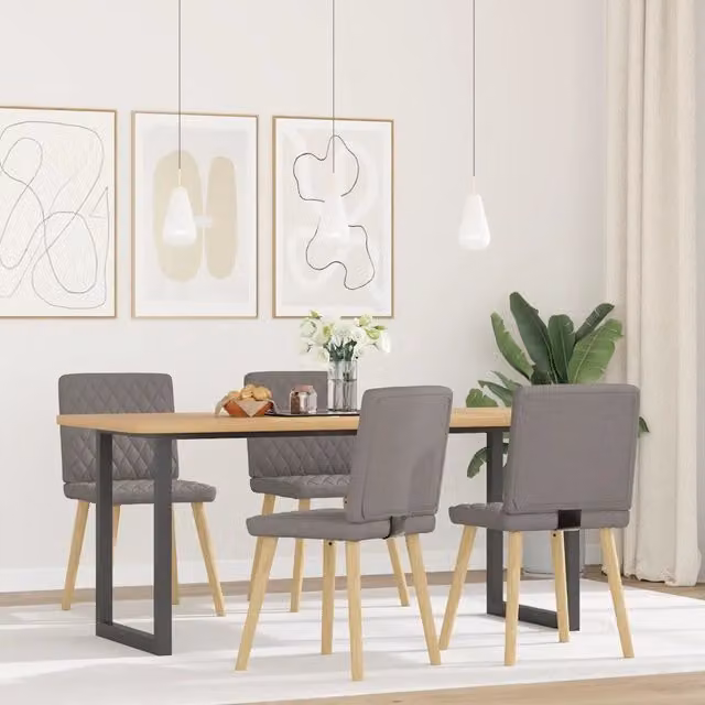 Sedie da Pranzo 4 pz | Sedie da cucina Tortora in Tessuto
