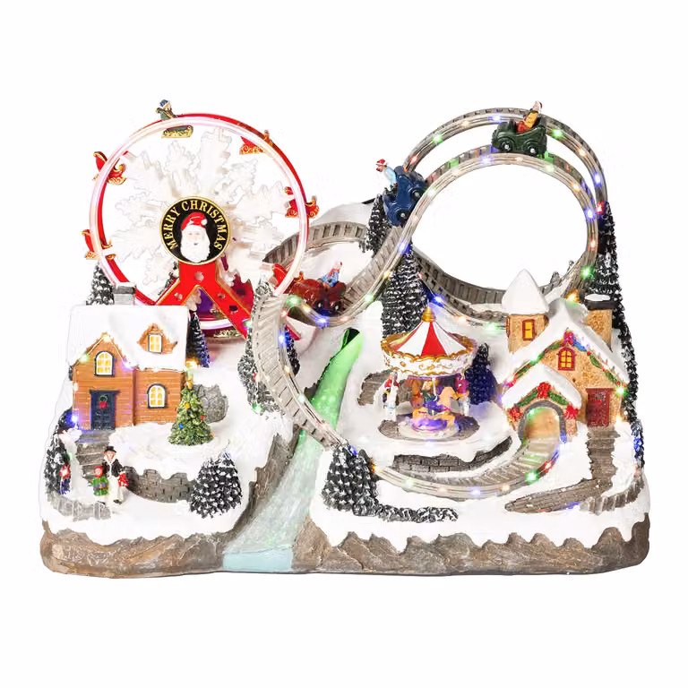 Villaggio Natalizio Luna Park Luminoso e Musicale con Movimento VESTIAMO CASA multicolore H 39 x L 56 x P 36 cm