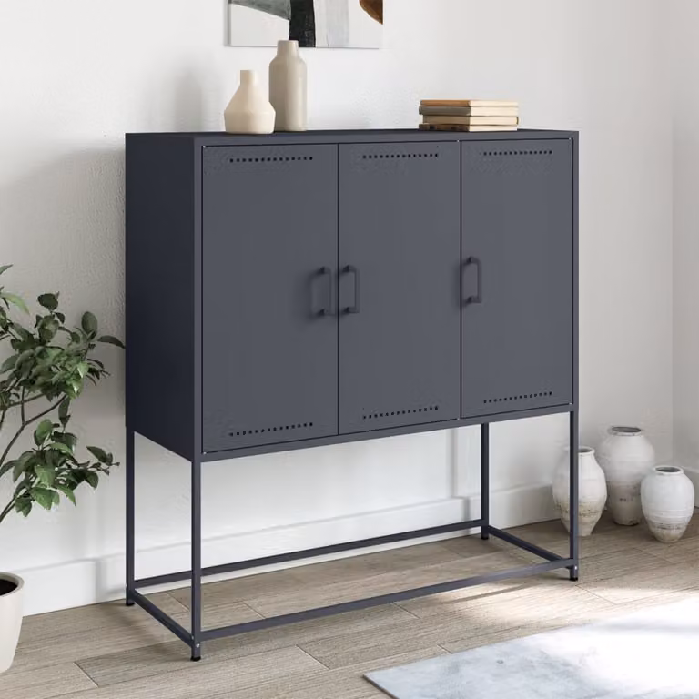 Credenza in stile industriale vidaXL in acciaio antracite L: 100,5 cm, P: 39 cm, H: 107 cm