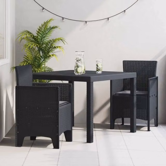 Set da Pranzo per Giardino 3 pz Antracite Polipropilene 3378675