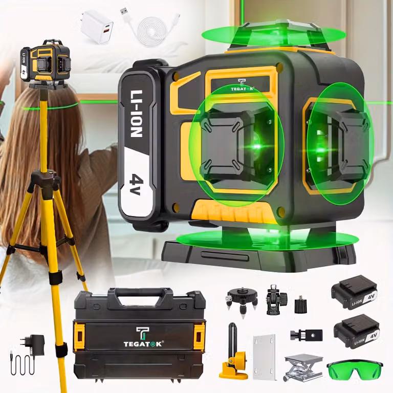 Livella laser - Laser a croce - Laser per l'edilizia - Laser a linea - Autolivellante a 360° - 16 linee