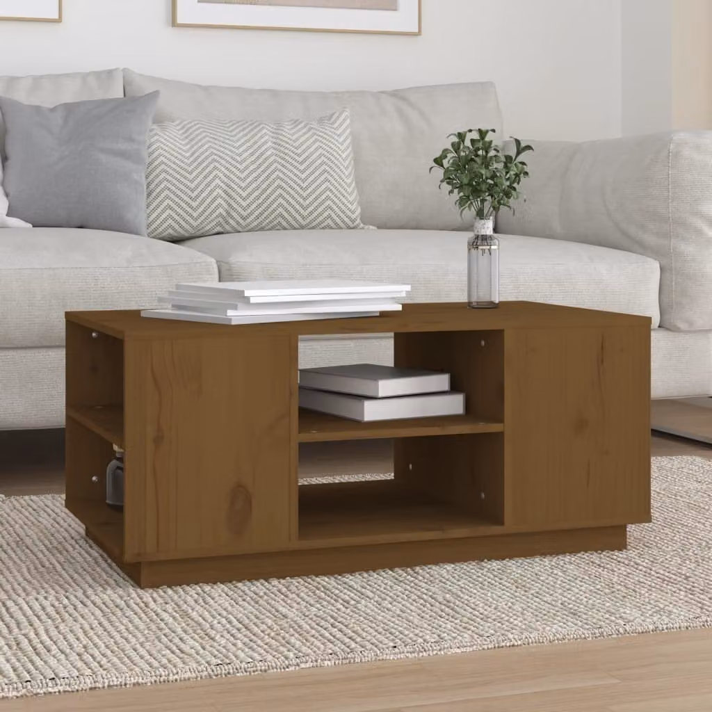 Maison Exclusive - Tavolino da salotto marrone miele 90x49x40,5 cm in legno massello di pino