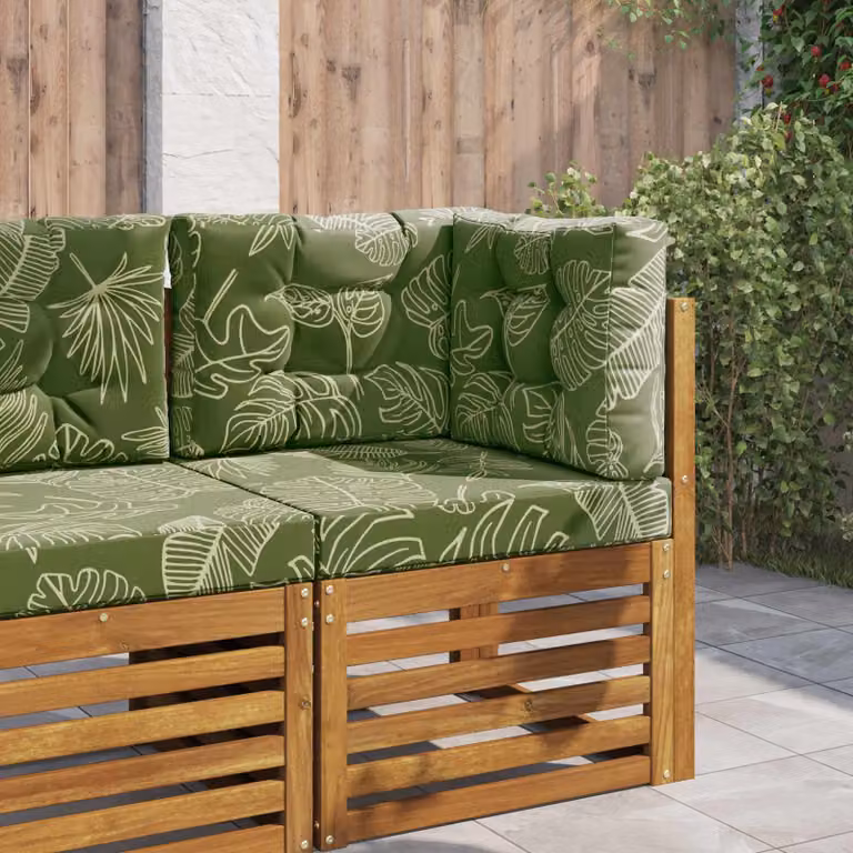 Cuscino per divano da esterno vidaXL verde con design floreale in poliestere e fodera rimovibile L/P/H: 60 x 60 x 60 cm