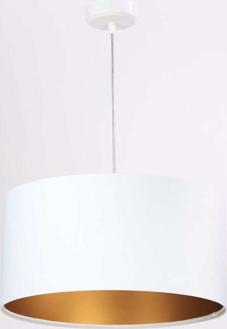 Elegante lampada a sospensione in tessuto bianco oro rotonda Ø40cm tavolo da pranzo soggiorno design retrò luce a sospensione ROSIE