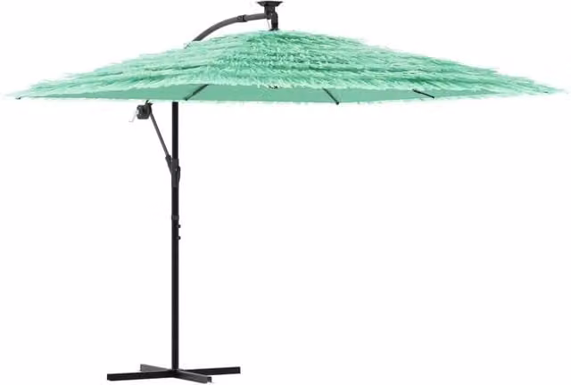 Ombrellone da giardino quadrato in poliestere verde con palo centrale in acciaio, apertura facilitata, stile contemporaneo, L: 269 cm, P: 269 cm, H: 235 cm