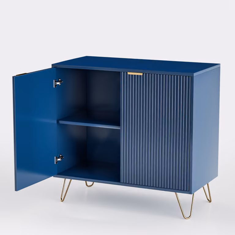 CDGlobal credenza con gambe in metallo e ampio spazio di archiviazione, cassettiera con portabottiglie, credenza bassa per soggiorno 80x40x78cm