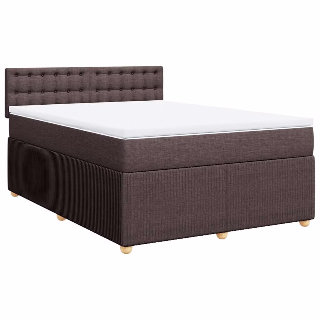 Giroletto a Molle con Materasso Marrone Scuro 140x190cm Tessuto
