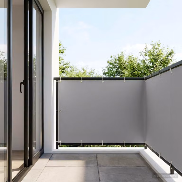Schermo di privacy per balcone vidaXL in poliestere grigio, L: 500 cm, H: 150 cm