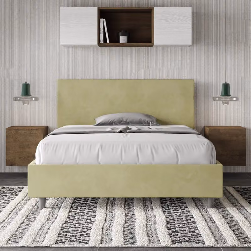 Letto matrimoniale francese Adele Ityhome con contenitore in microfibra verde L/P/H: 140 x 210 x 106 cm – 2
