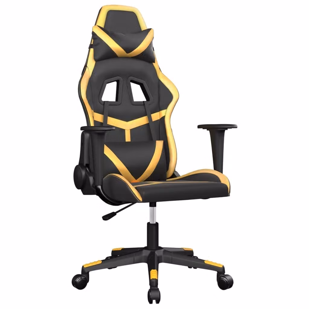 Sedia da Gaming Nera e Oro in Pelle finta