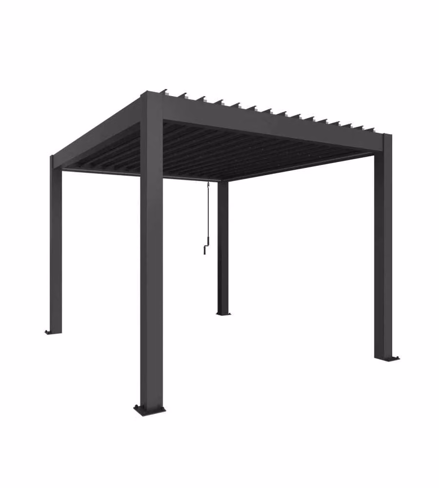 Biohort Pergola Grigio Scuro 3,5x3m in Metallo per Esterni con Ombra