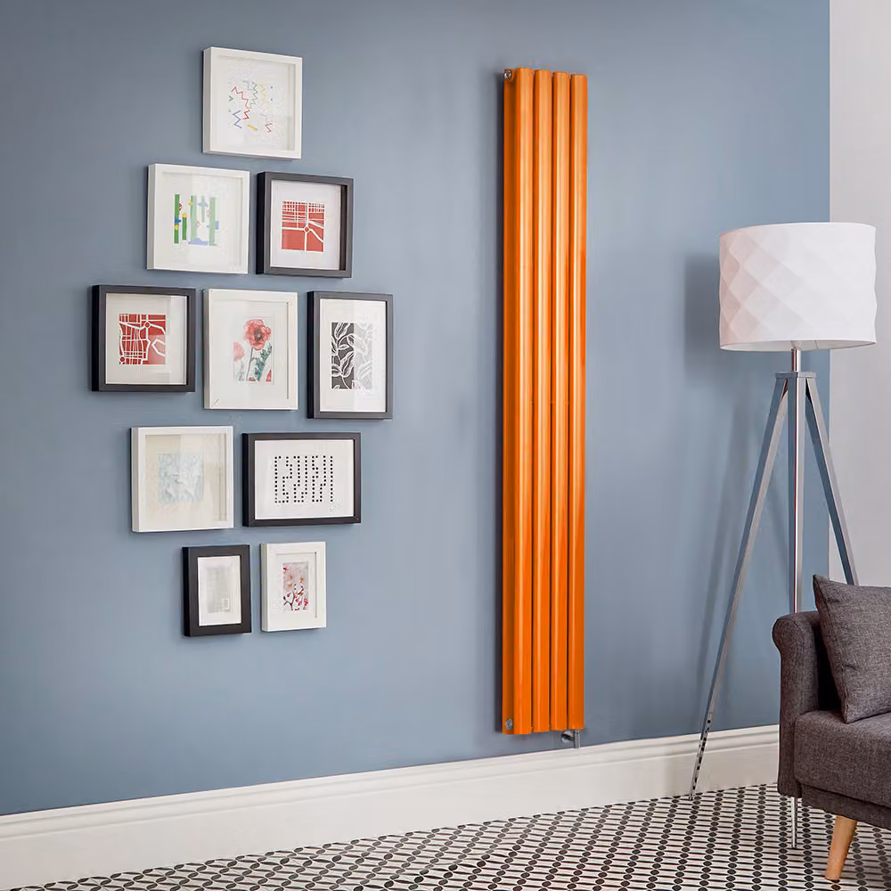 Radiatore Elettrico di Design Verticale Arancione (Sunset Orange) - Pannello Singolo - 1600mm x 236mm - Senza Termostato - Revive