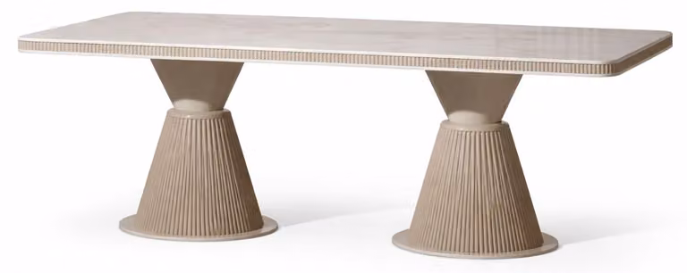 Tavolo da pranzo rettangolare color beige, lussuoso tavolo in legno, mobili da sala da pranzo di alta qualità