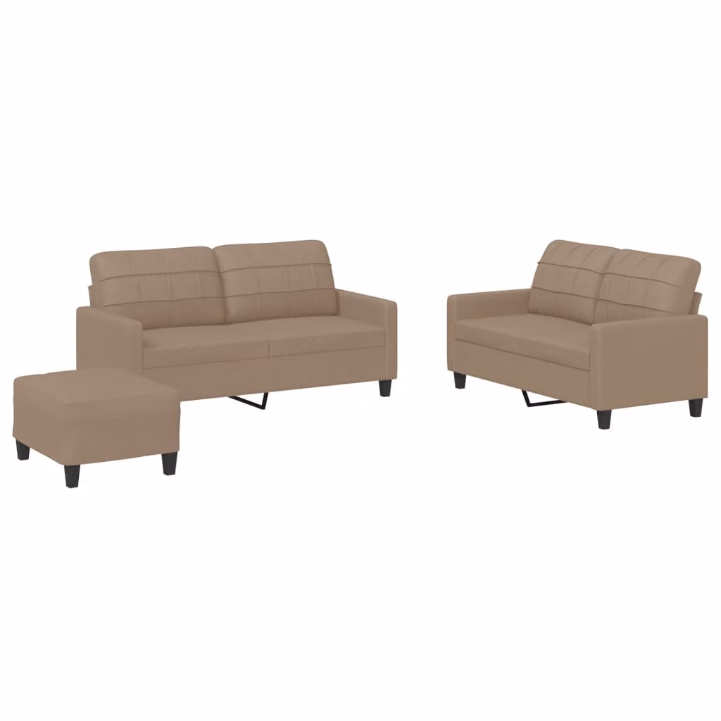 Set di Divani 3 pz con Cuscini cappuccino in Pelle finta